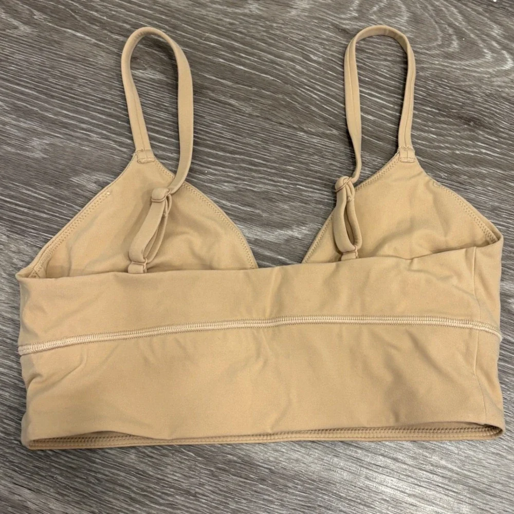 SKIMS Fits Everybody Triangle Longline Bralette Clay Nude Medium Lingerie Lounge - Picture 4 of 10